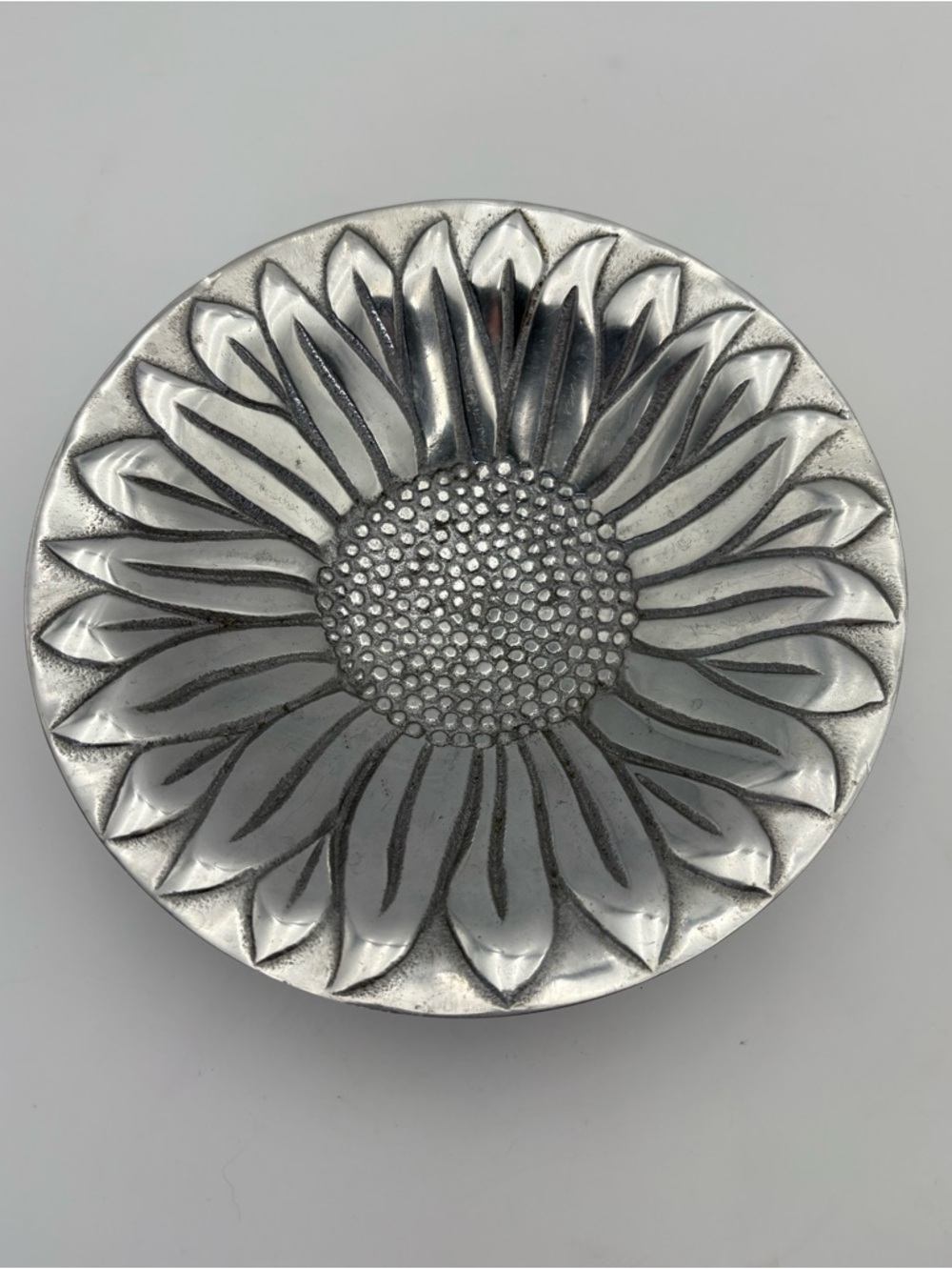 Silver Tone Sunflower Decorative Pedestal Bowl - Home Accents - Picture 8 of 10